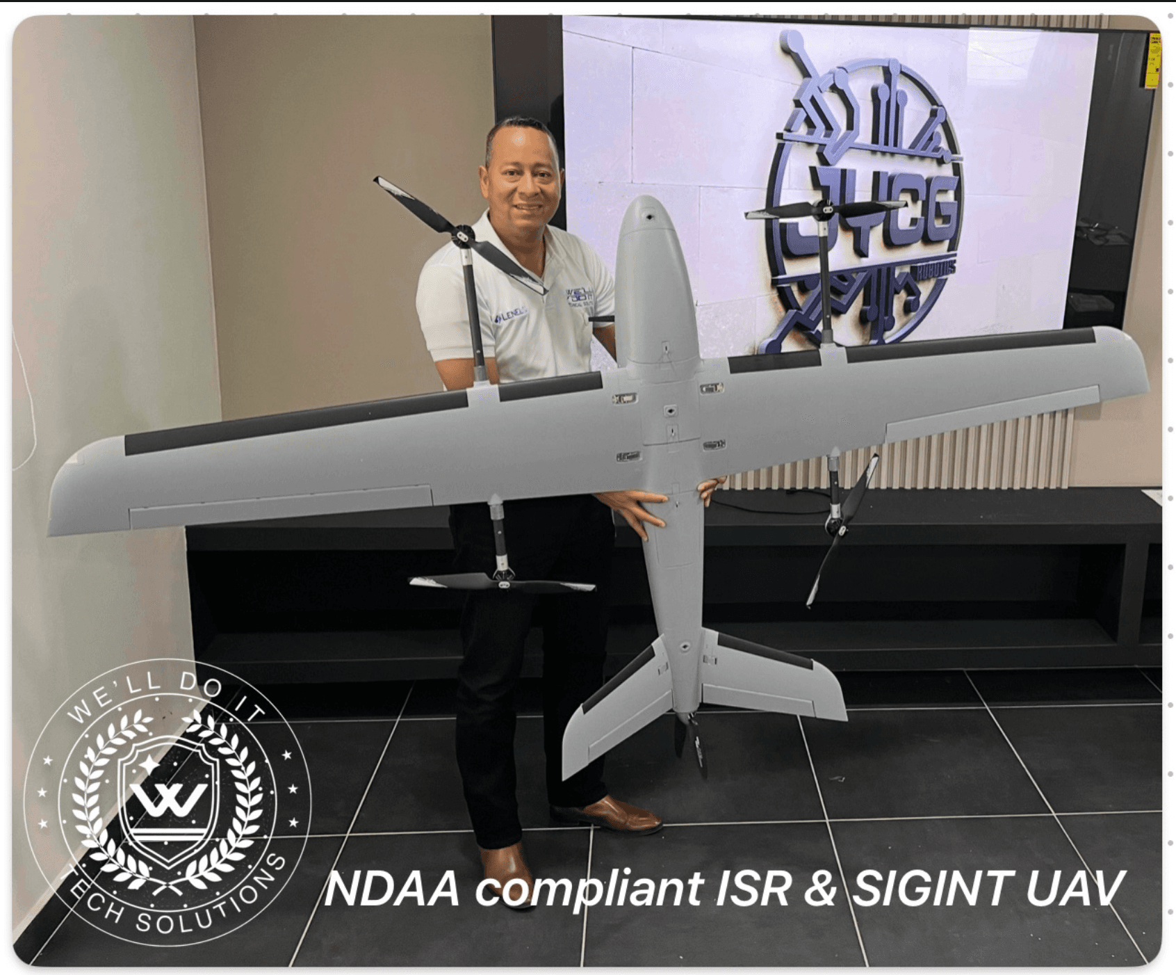 Person beside a professional unmanned aerial vehicle